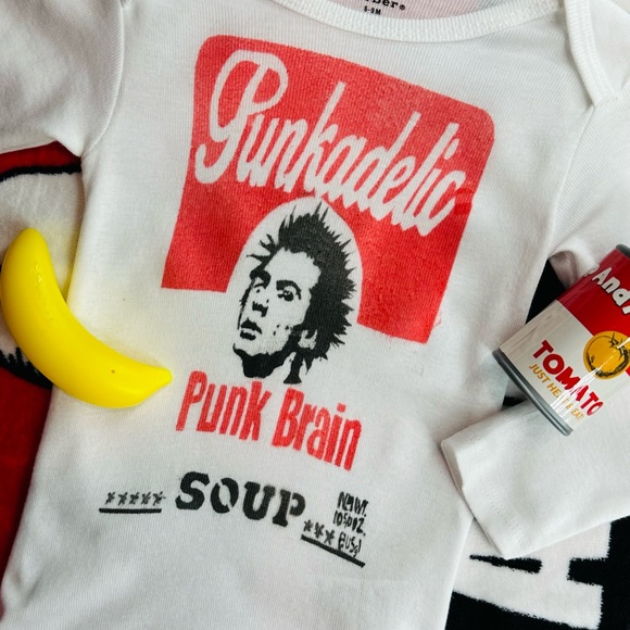 PUNKADELIC Sid Vicious punk rock Sex Pistols goth rave Harajuku baby onesie 6-9M - Picture 6 of 14